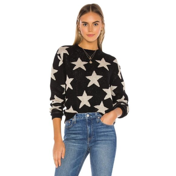 superdown Rosabel Crew Neck Sweater Black Multi Stars Metallic - Picture 2 of 5